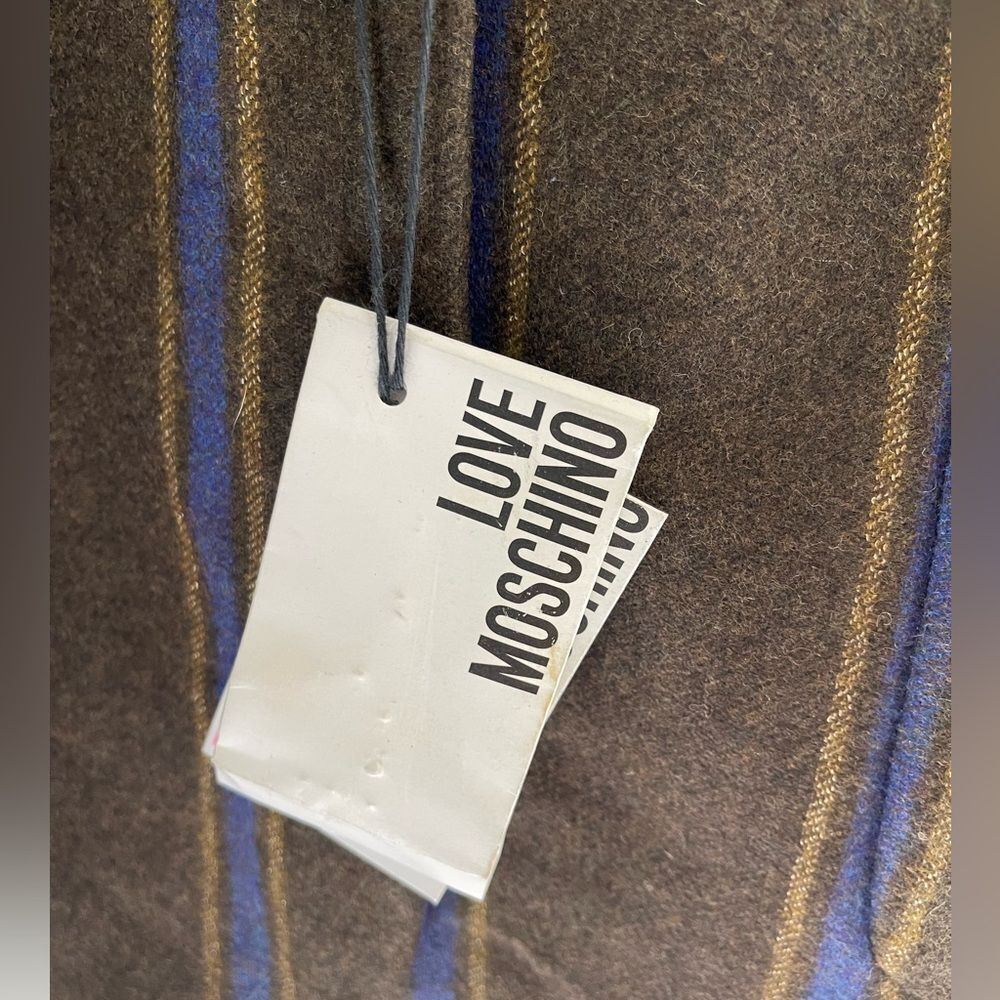 Love Moschino Designer Brown and Blue pin-striped Women's wool Blazer 44/8 NWT - Picture 6 of 10
